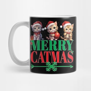 Christmas Cats With Santa Hat Merry Catmas Kitten Cat Lover Mug